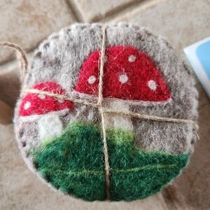 Mushroom Coaster Set - Gray Wool Felt (Set of 4)